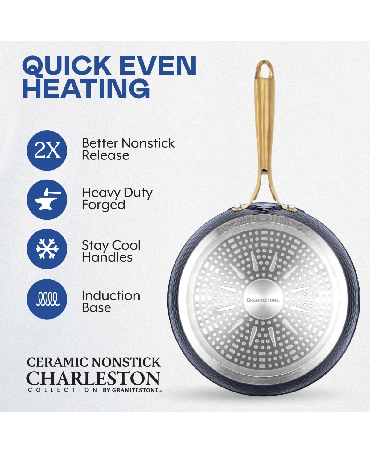 Charleston Collection 8 inch Hammered Ceramic Coating Nonstick Frying Pan