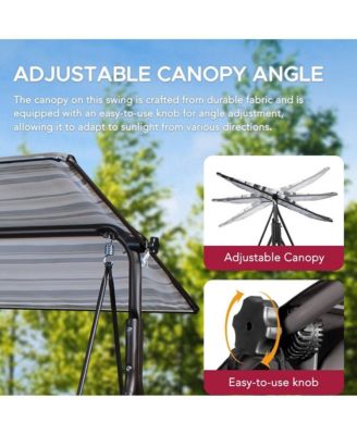 2-Seat Patio Metal Proch Swing With Adjustable Canopy