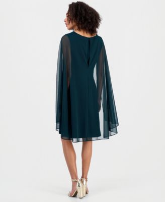 Women's Rhinestone-Trim Cape-Overlay Dress