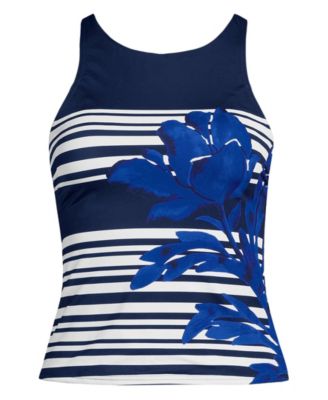 Petite Tugless High Neck Strappy Back Tankini Swimsuit Top