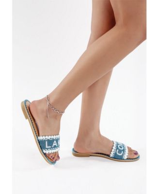 Womens Beaded Lake Como Flat Slip Ons