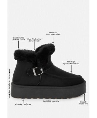 Womens Linka Pin Buckle Detail Snow Boots