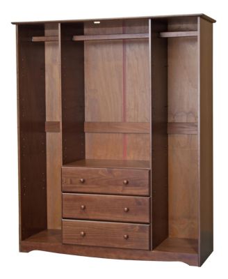 100% Solid Wood Family 4-Door Wardrobe with Raised Panel Doors