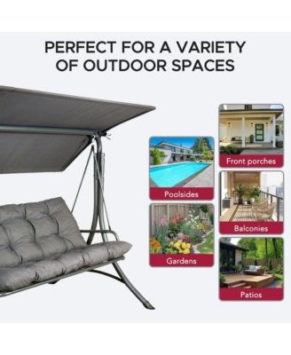 3-Person Deluxe Outdoor Patio Garden Steel Frame Swing