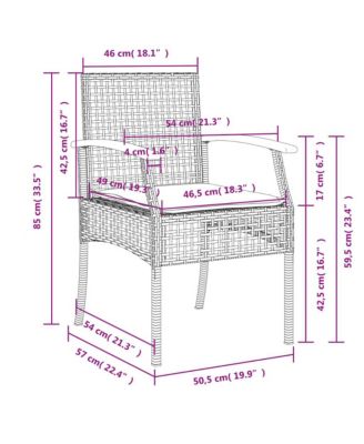 Garden Chair Set of 2 Grey and Brown PE rattan Medium