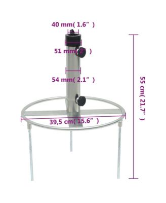 Parasol Base with Ground Spikes for Ø1.5"/1.9" Silver Steel
