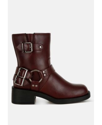 Womens Caribou Harness Detail Biker Boots