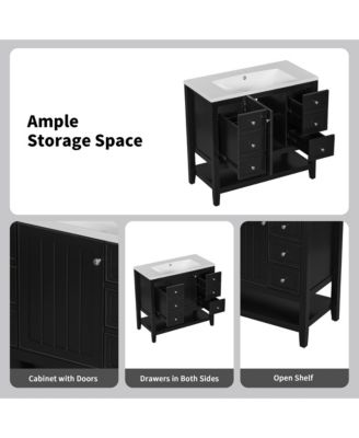 Bathroom Vanity without Sink Cabinet Base Only One Cabinet and three Drawers Black