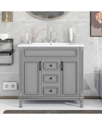 36inch Bathroom Vanity with Top Sink Modern Bathroom Storage Cabinet with 2 Soft Closing Doors and 2 Drawers Single Sink Bathroom Vanity