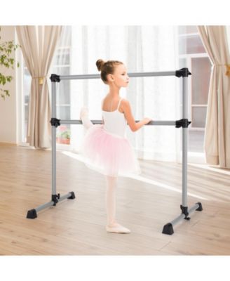 4 Feet Double Ballet Barre Bar with Adjustable Height-Silver