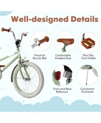 Kids Bike with Adjustable Handlebar and Saddle Green-18 Inches