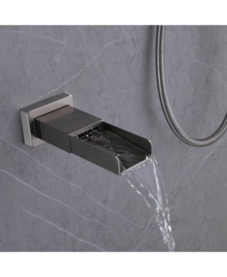 Waterfall Spout Single Handle 3-Spray Square High Pressure Tub and Shower Faucet in (Valve Included