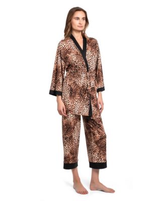 Women's 3-Piece Leopard Skin Knit Pajama Set