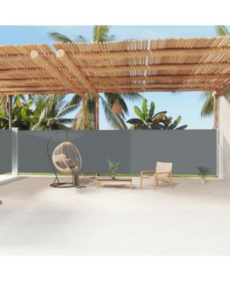 Side Awning Anthracite Polyester with PU coating, Steel, Aluminum