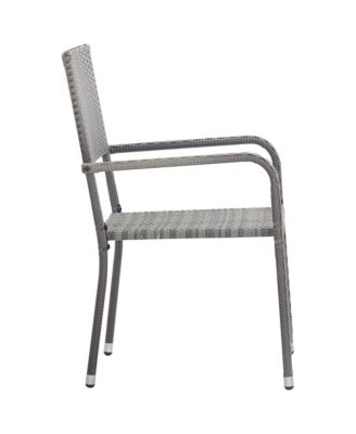Garden Dining Chair Set of 2 Grey Poly Rattan, Steel Standard