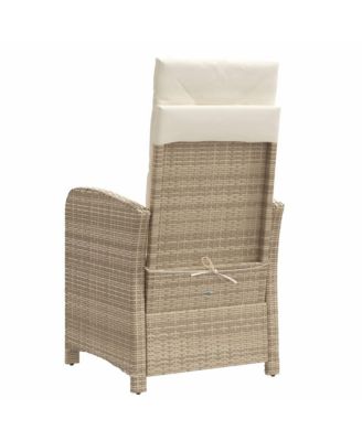 Reclining Garden Chair Set of 2 Beige