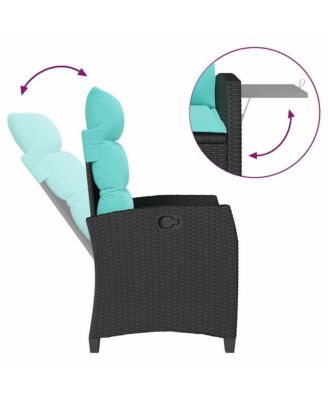 Reclining Garden Chair Black PE rattan Standard Foldable