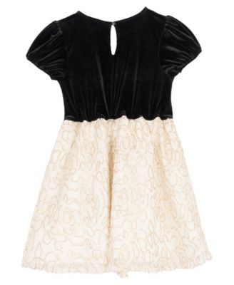 Girls' 7-16 Puff Sleeve Lace Dress with Bow