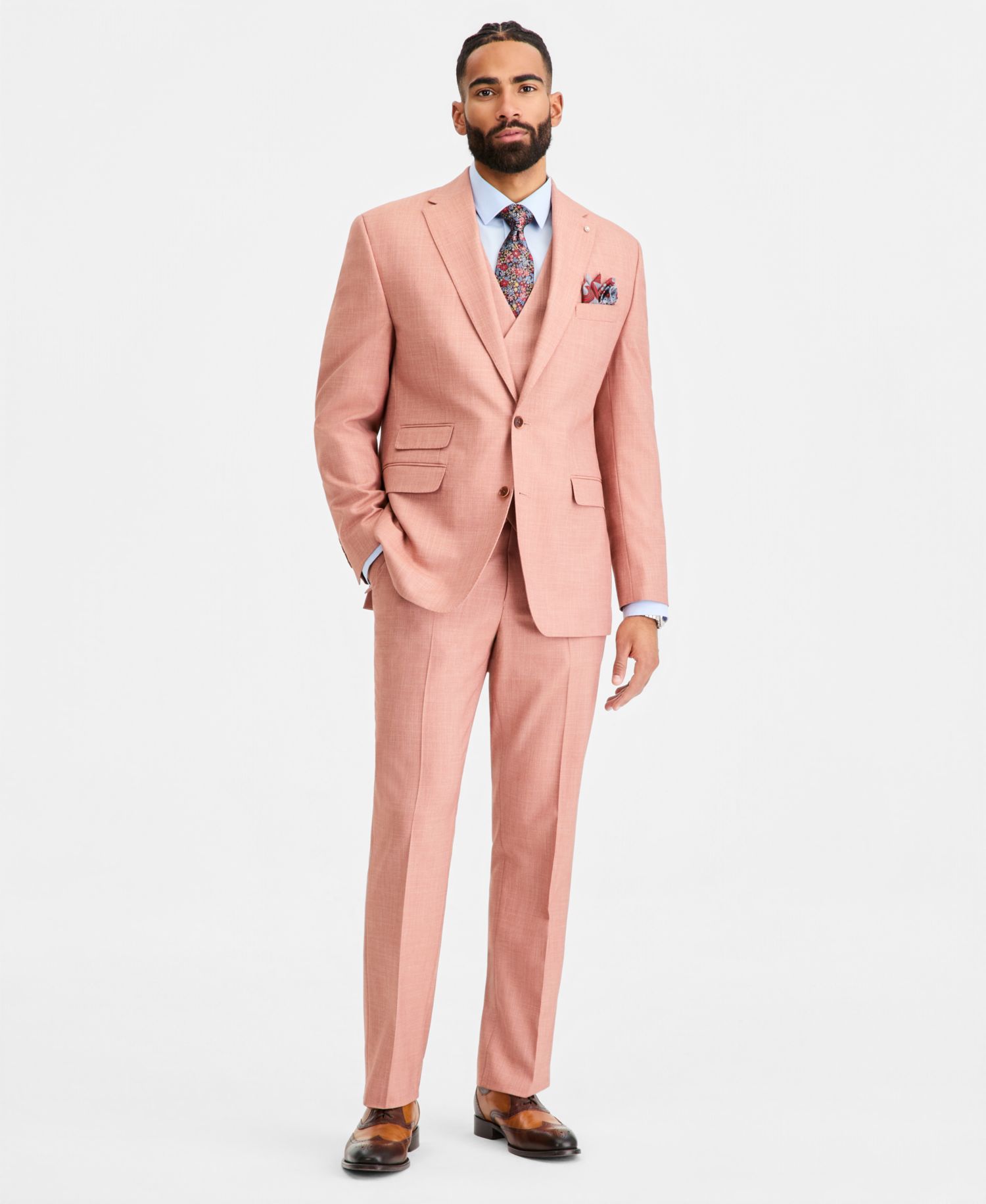 Men's Classic-Fit Rust Solid Suit Separates Pants