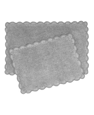 Heathered Crochet Border Cotton Bath Rug Set