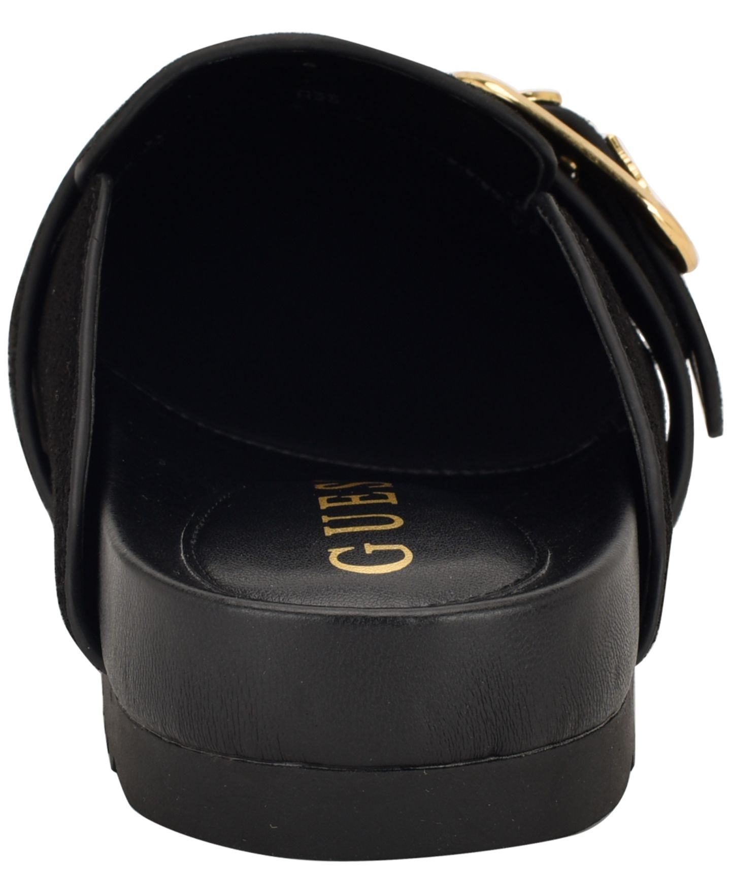 Женские сабо GUESS Galavanta Buckle Slip-On Flat, цвет: Чёрный замшевый — фото 3