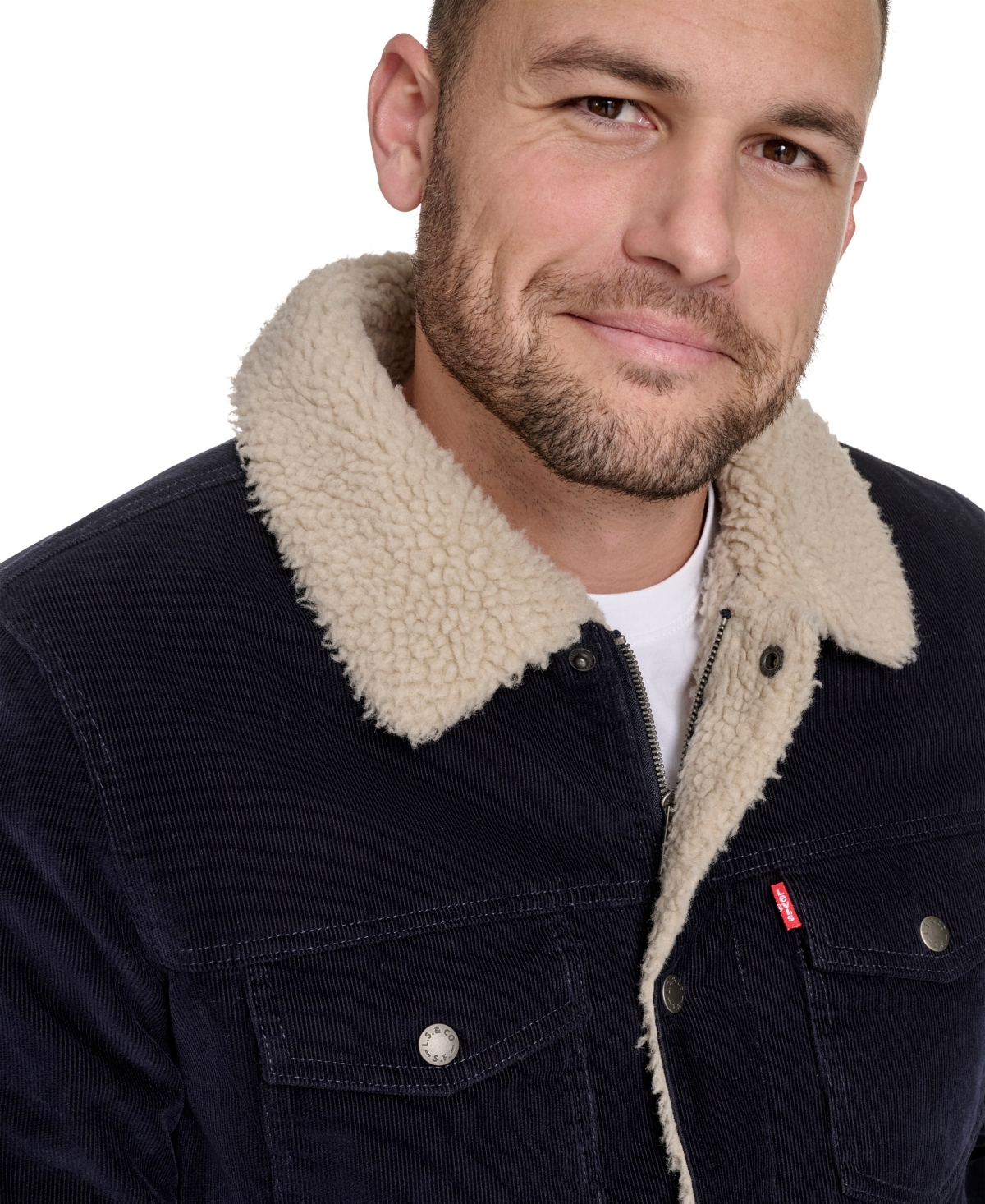 Levi's Men's Corduroy Trucker With Sherpa Collar Jacket In Blue