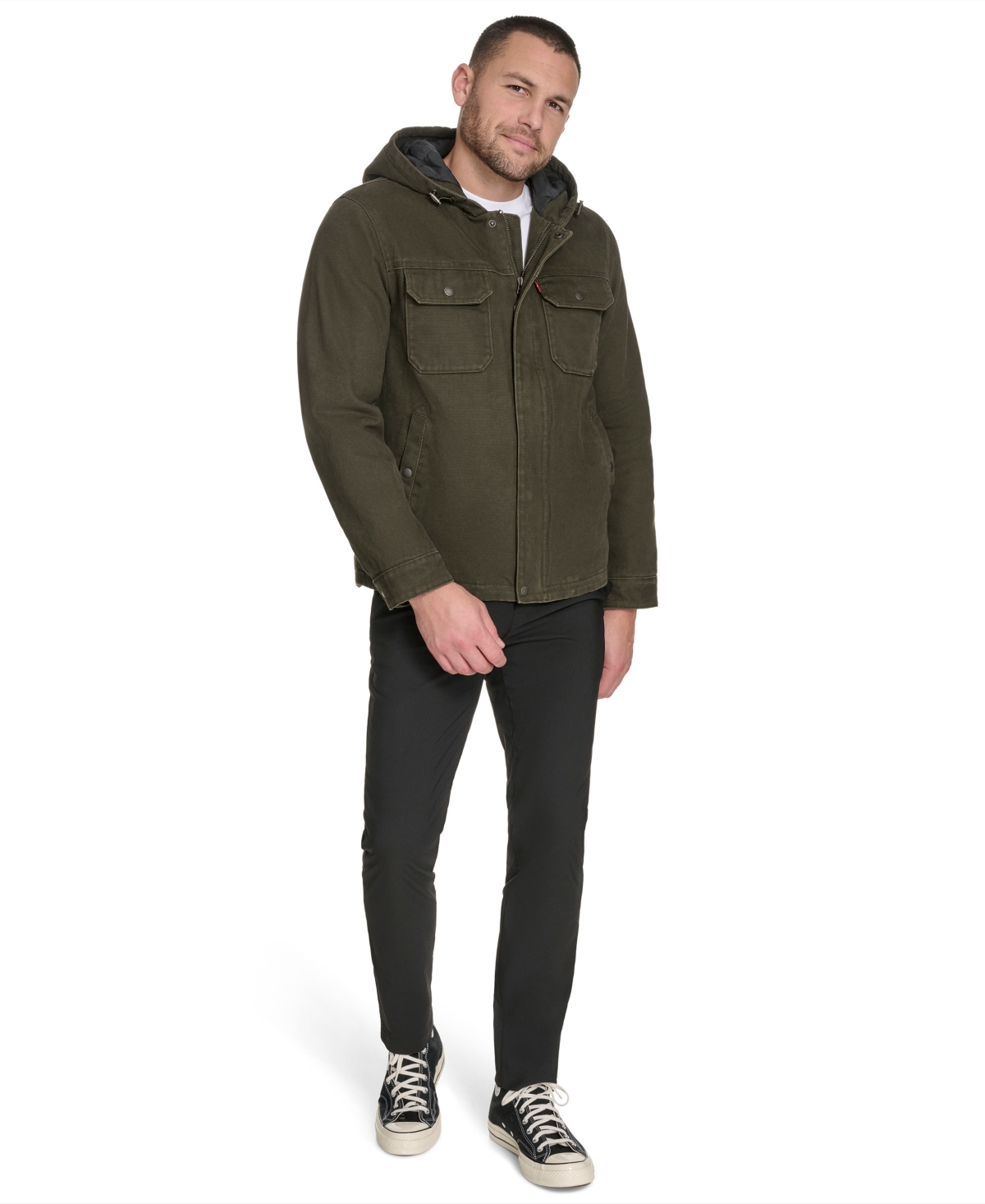 Levi's Men's Cotton Canvas Hood Jacket In Green
