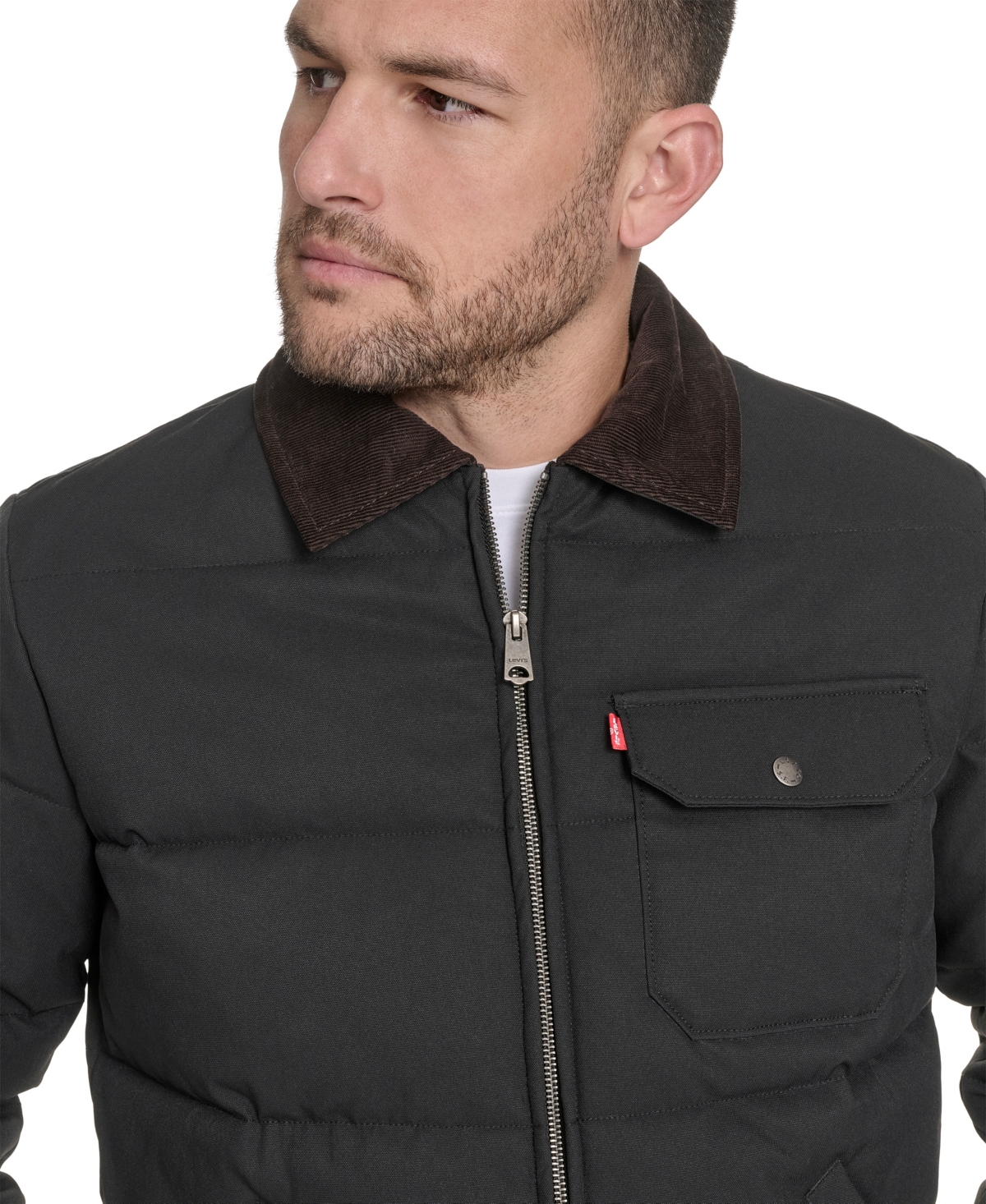 Levi's Men's Quilted Corduroy Collar Depot Jacket In Black