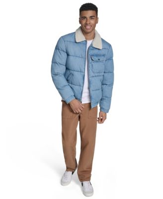 Men's Denim Quilted Sherpa Collar Jacket