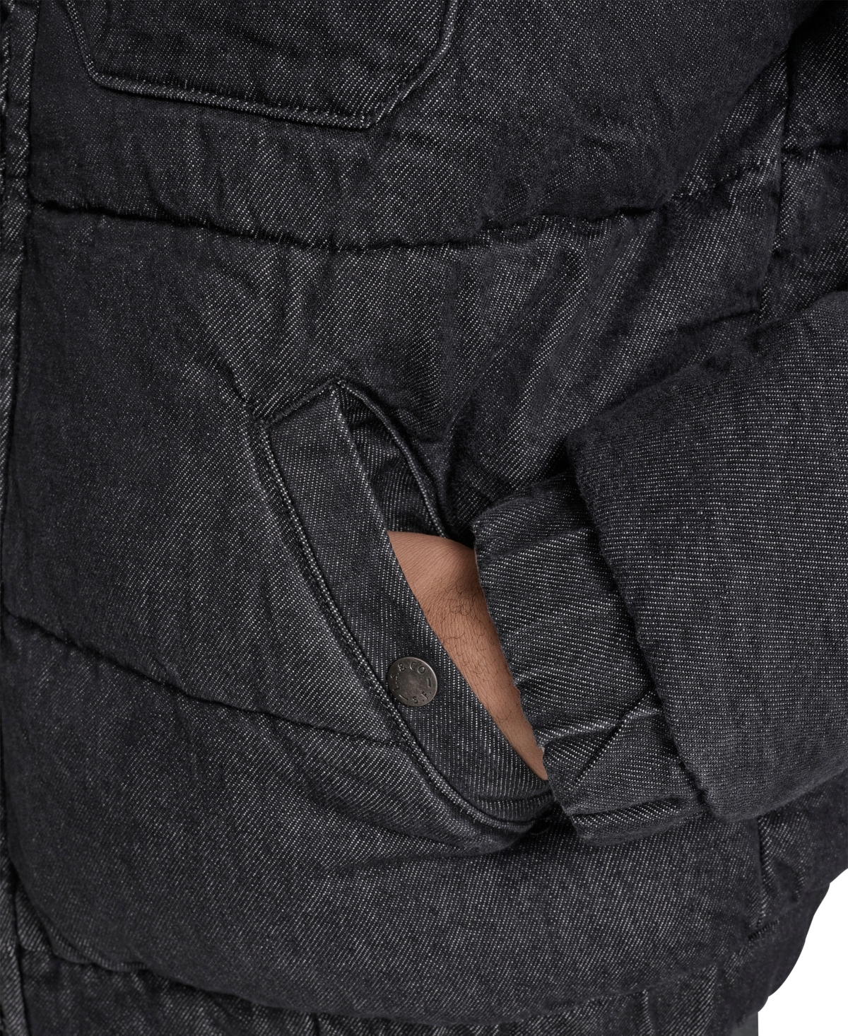 Levi's Quilted Denim Jacket With Fleece Collar In Black