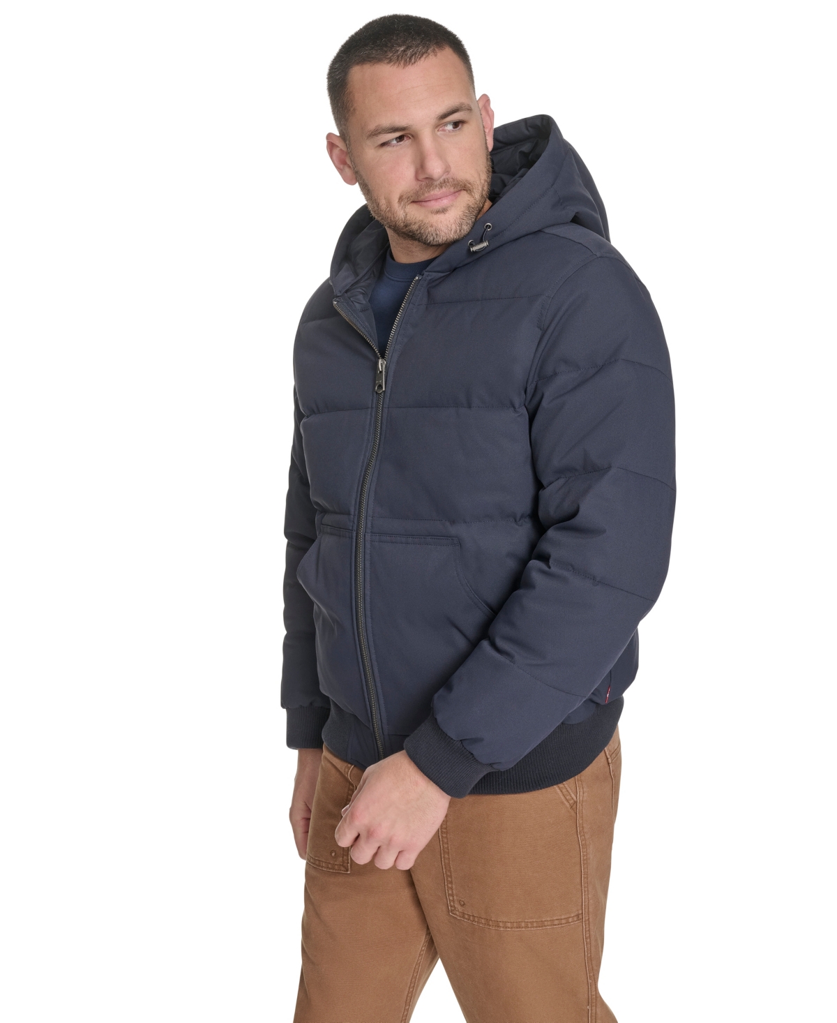 Levi's Men's Quilted Bomber With Hood Jacket In Blue