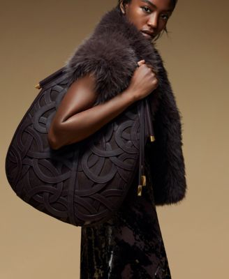 Baldwin Woven Leather Floral Shoulder Bag