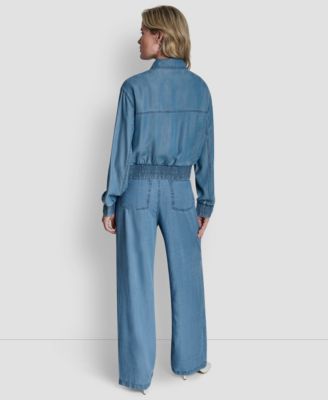 Women's Chambray Zip-Front Bomber Jacket