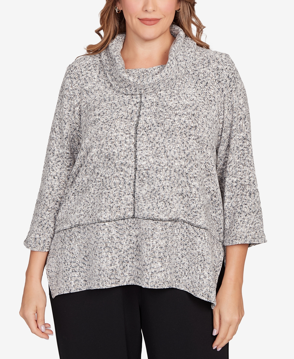 Ruby Rd. Plus Size Cowl Neck Spacedye Chenille Knit Top In Multi