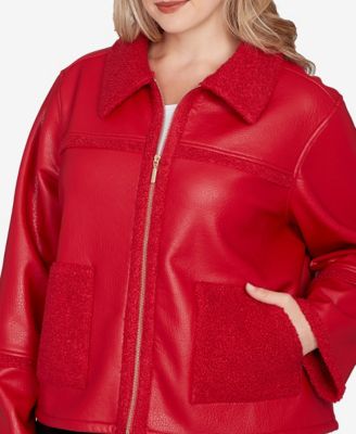 Plus Size Shearling Zipper Front Jacket