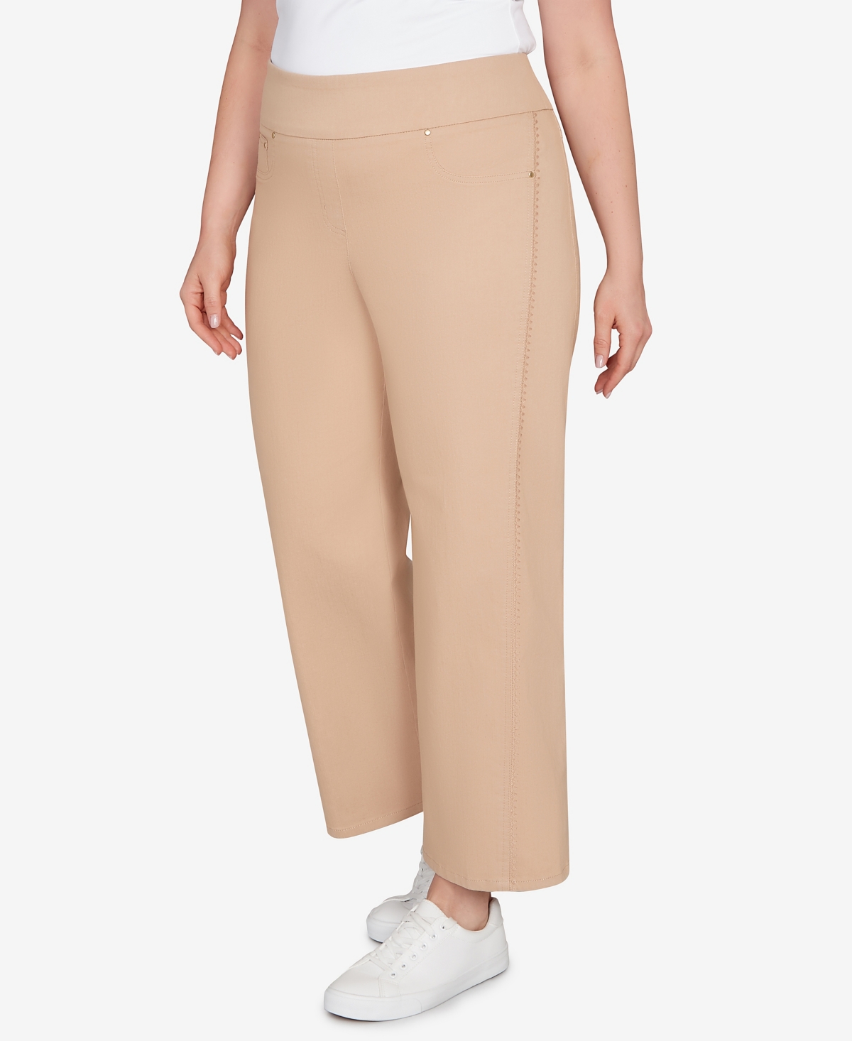 Ruby Rd. Plus Size Embroidered Stretch Pull On Pants In Brown