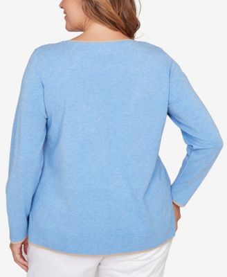 Plus Size Floral Paisley Eyelash Jacquard Sweater