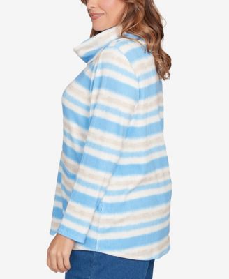 Plus Size Ribbed Stripe Patch Pocket Knit Top