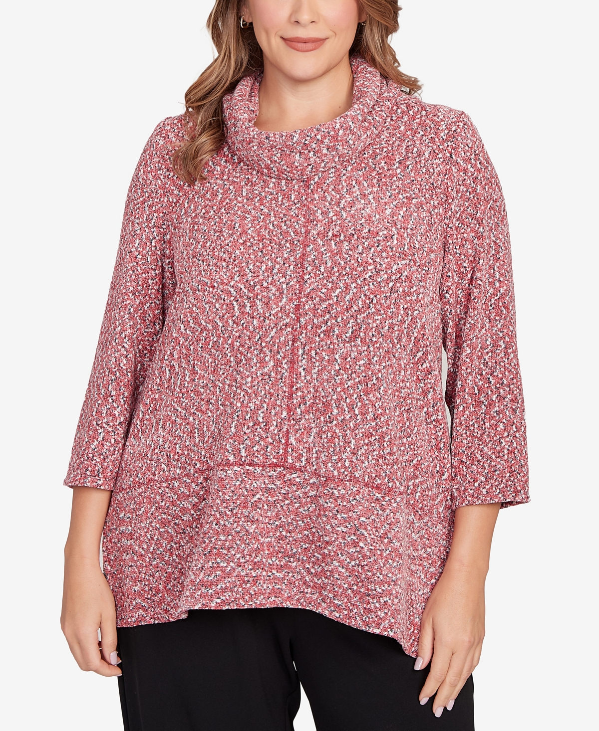 Ruby Rd. Plus Size Cowl Neck Spacedye Chenille Knit Top In Multi