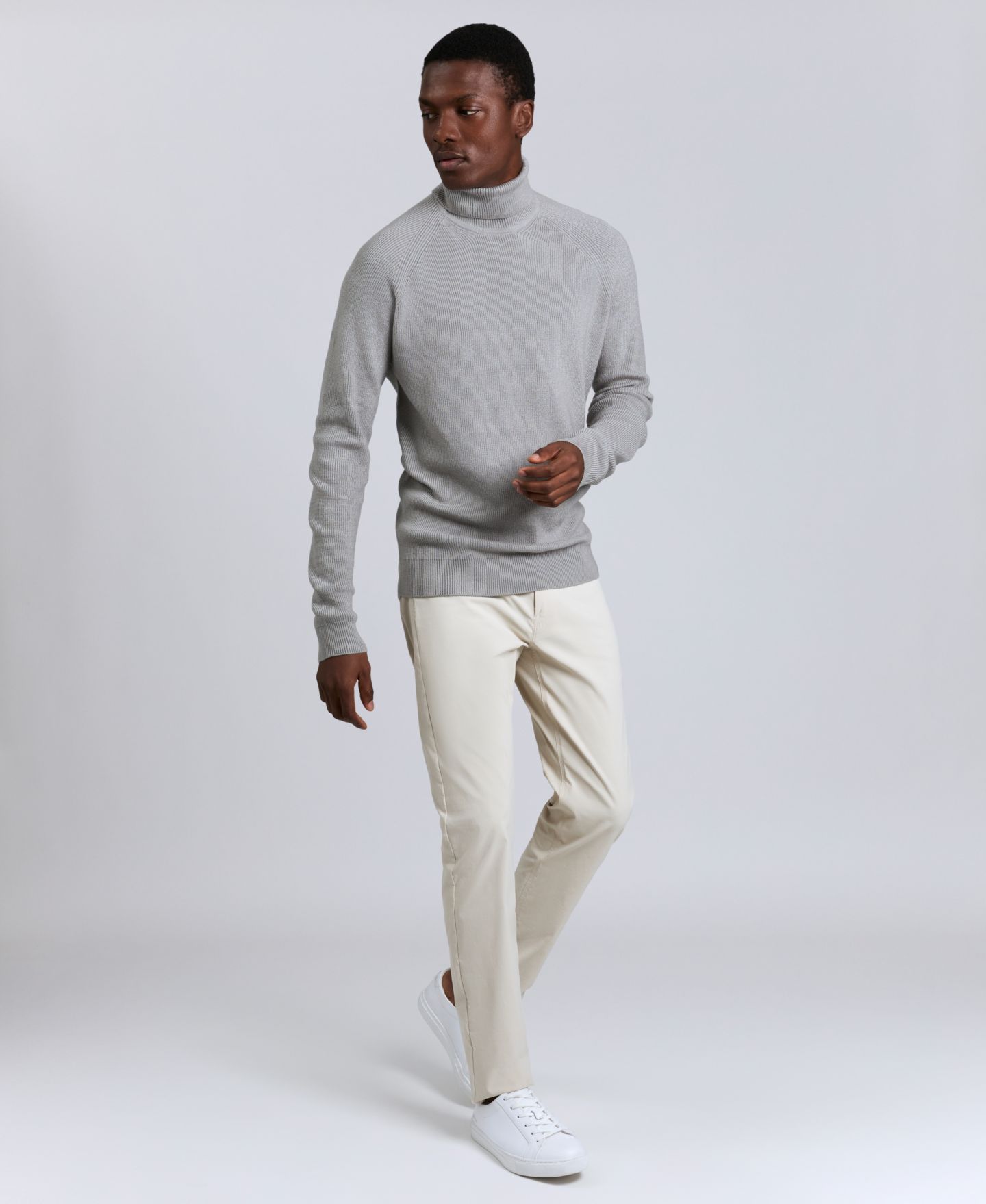 Мужской свитер Kenneth Cole Fold Over Turtleneck, цвет: Меланжевый серый — фото 1