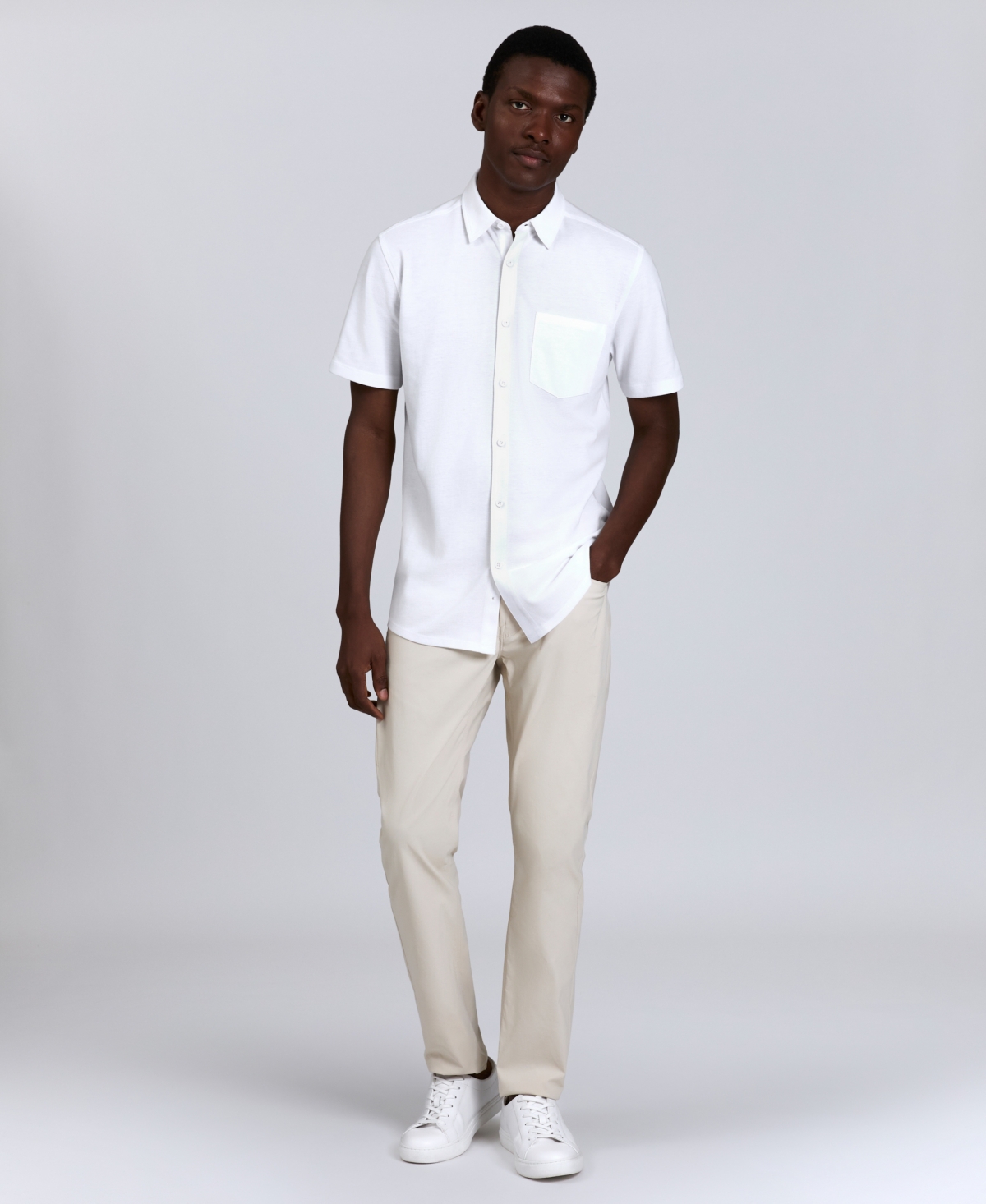 Kenneth Cole Men's Short Sleeve Sport Shirt - White