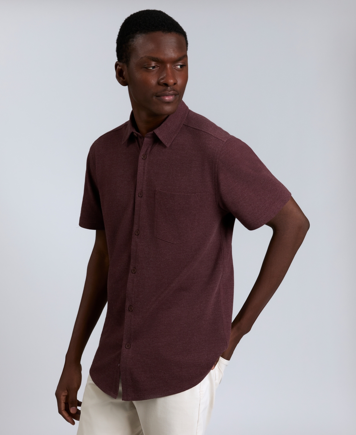 Kenneth Cole Men's Point Collar Short Sleeve Sport Shirt In Multi