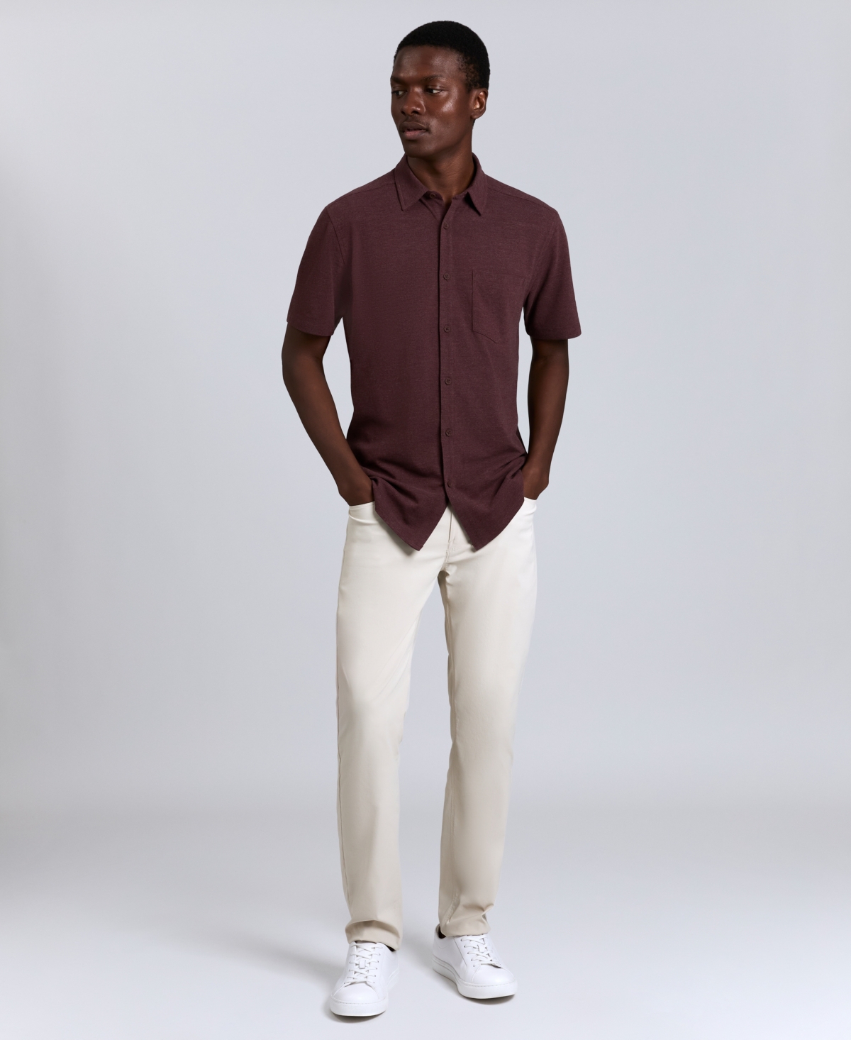 Kenneth Cole Men's Point Collar Short Sleeve Sport Shirt In Multi