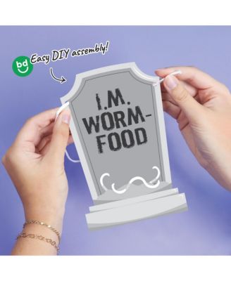 Graveyard Tombstones Garland Banner, 30 Feet of Cord, 15 Paper Headstones Shapes