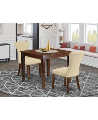 3-Piece Solid Wood Dining Table Set with 2 Chairs for Small Spaces