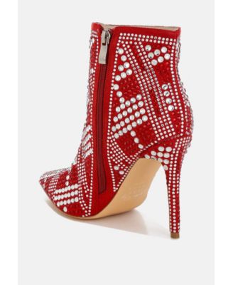 Womens Urbanite Rhinestones Studded Stiletto Heel Boots