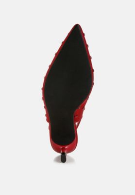 Womens Dasavla Heart-Shaped Rhinestone Studded Slingbacks