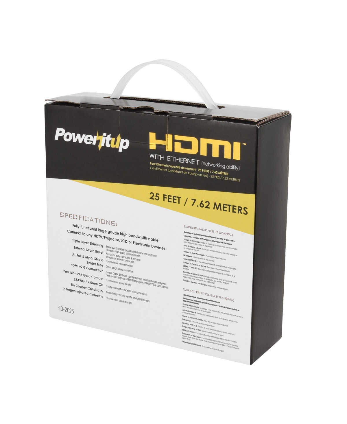 Power It Up 25 ft. Hdmi v2.0 Cable with Ethernet (-Pack