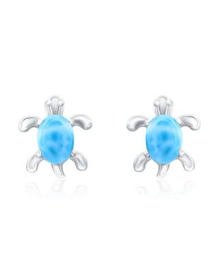 Sterling Silver, Turtle Larimar Studs