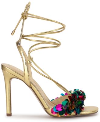 Women's Oveny Sequin Ankle Wrap Dress Sandals